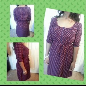 Ready to sale..H AND M red &  blue polka dot dress