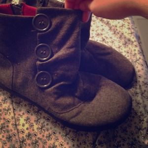 Grey ankle boots with buttons