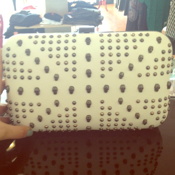 Brand NEW white skull clutch