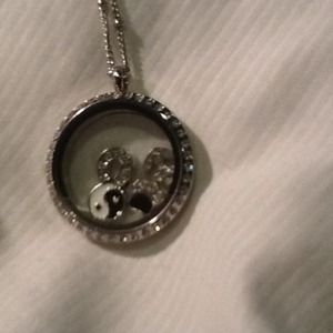 30mm Glass Memory Locket with Rhinestones