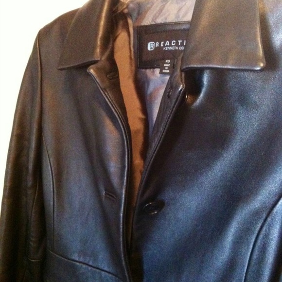 Kenneth Cole Reaction Leather Jacket Trenchcoat XS