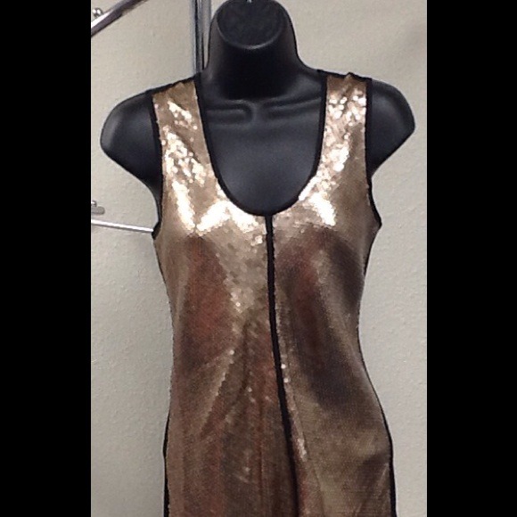 Calvin Klein Carmel & Black Sequin Blouse