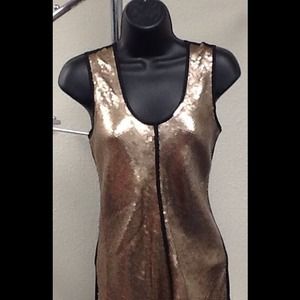 Calvin Klein Carmel & Black Sequin Blouse