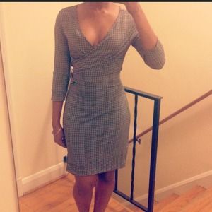 Houndstooth wrap dress