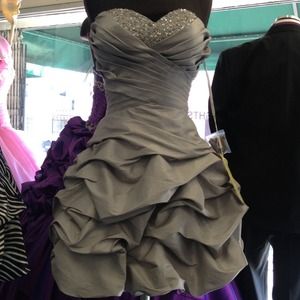 Silver Ruffle Sleeveless Dress