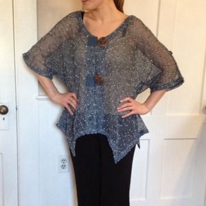 *GIVEN AS GIFT* blue sweater with wood buttons