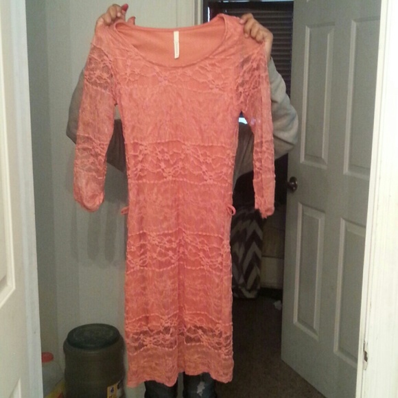 Peach lace dress