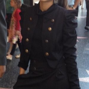Black Power Shoulders Military Style Blazer