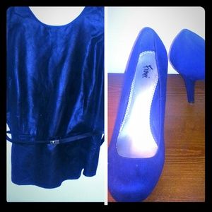 ???? Reserve???? faux leather peplum and blue sued