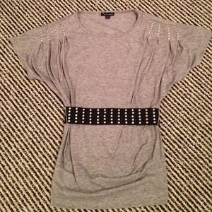 Studded Shoulder Gray Top