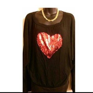 Top with sequins heart