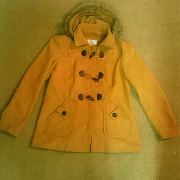 Zip up and button up fur hood dress coat - Picture 2 of 3