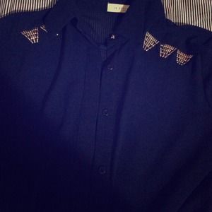 Chiffon Navy Collared Shirt