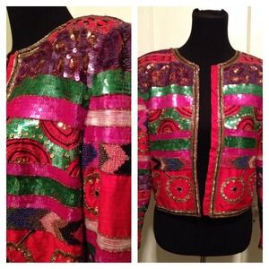 Bloomingdale's Silk Sequins Jacket, Size L