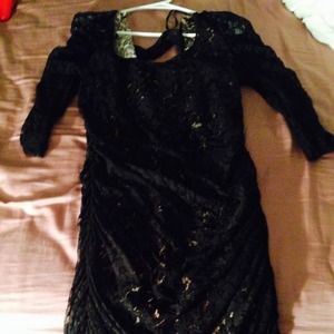 3/4 sleeve black lace dress