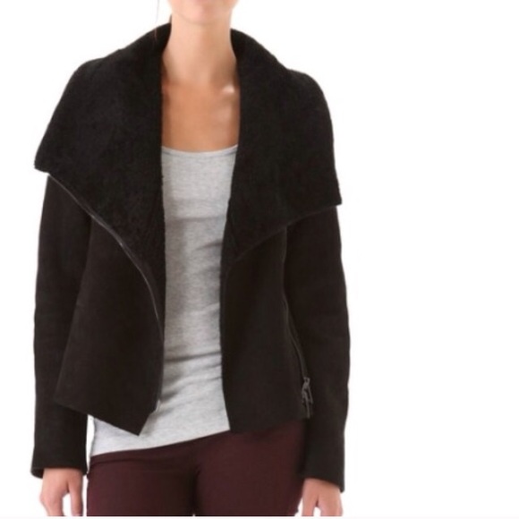 Vince Jackets & Blazers - Vince Black Shearling Scuba Jacket