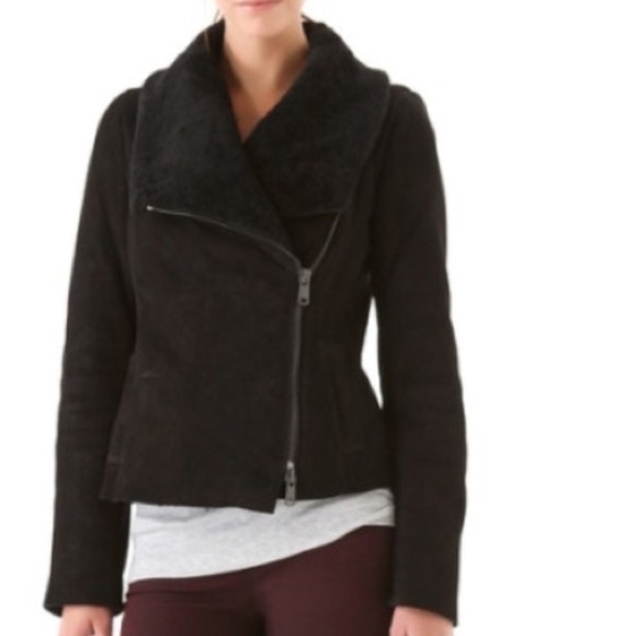 Vince Black Shearling Scuba Jacket - Picture 2 of 7