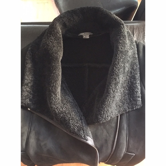 Vince Black Shearling Scuba Jacket - Picture 3 of 7