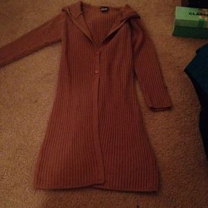 Long beige hood sweater nice for winter