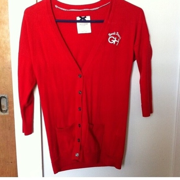 Red cardigan