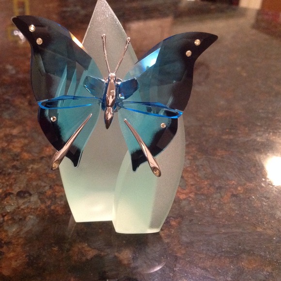Swarovski Blue Saphire Butterfly and Leaf.