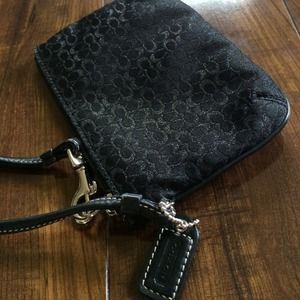 Coach Black Monogram Wristlet Coin Purse