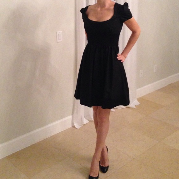 Bebe baby doll dress with satin trim