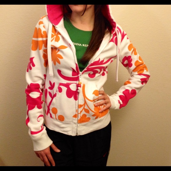 SOLD - Aeropostale Flower Sweatshirt Hoodie Jacket - Picture 1 of 2