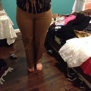 Dark khaki wide leg pants