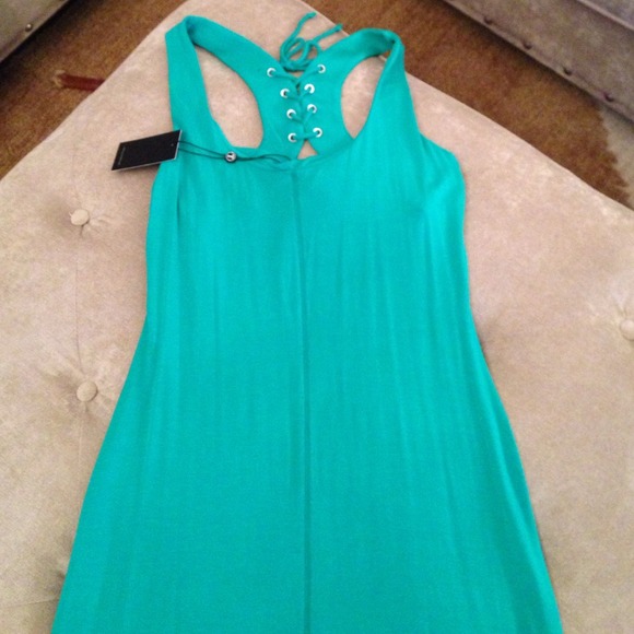 Emerald green maxi dress with build in bra