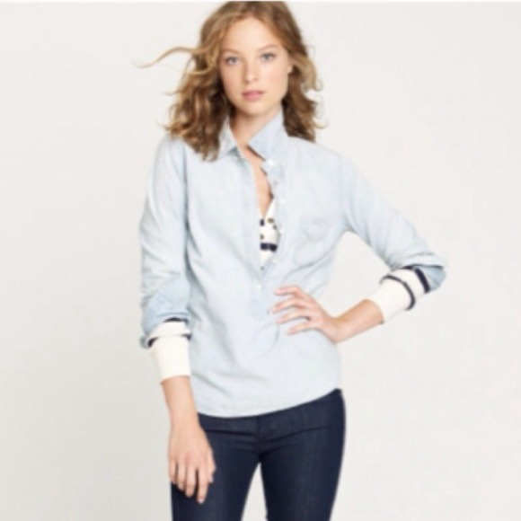 J. Crew Tops - J. Crew Faded Chambray Popover NWOT