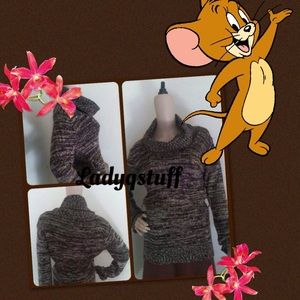 Brown Cowl Neck Sweater