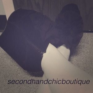 Black wedge booties with ruffle