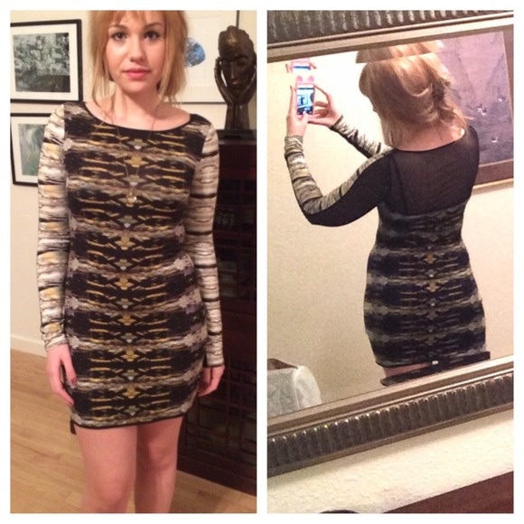 Silence+Noise Long Sleeve Dress w/ Sheer Detail M