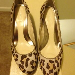 Leopard wedge heel worn twice