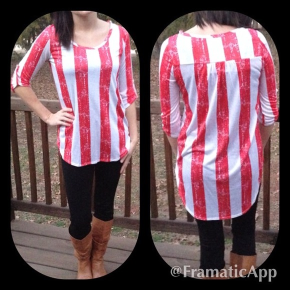 Tops - New! Red stripe tunic.