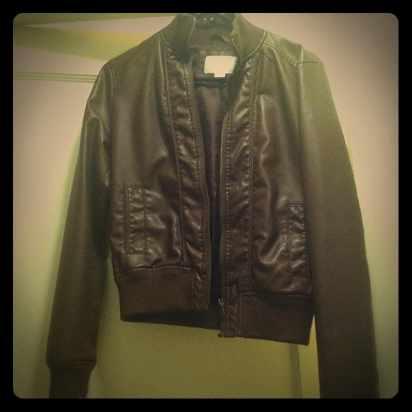 Dark Brown Fake Leather Jacket