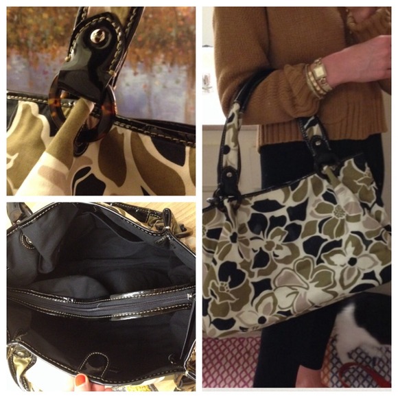 Fossil large satchel w/ patent trim& inner divider - Picture 2 of 4