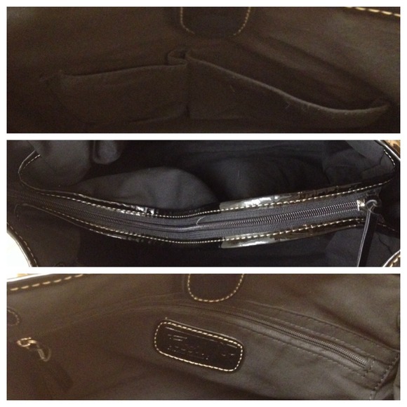 Fossil large satchel w/ patent trim& inner divider - Picture 3 of 4