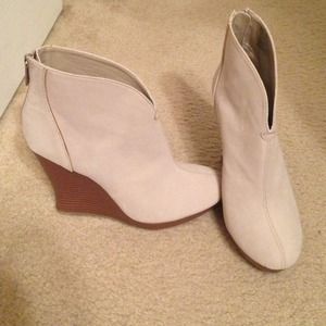 JL Tan Wedge Booties / Ankle Boots