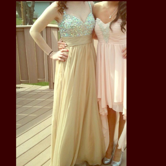 Tan, sparkly prom dress!