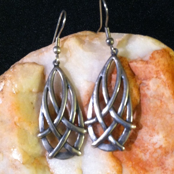 Silver boho chic earrings with fish hook