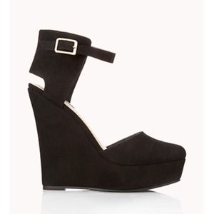 Faux suede wedges