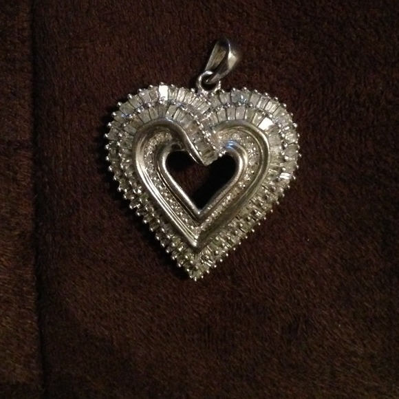 Reserved.  STAMPED silver & 1karat diamond pendant