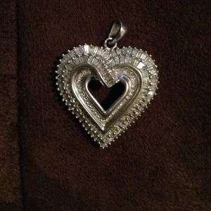 Reserved.  STAMPED silver & 1karat diamond pendant