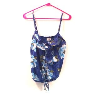 Gilly Hicks blue ruffle tank top