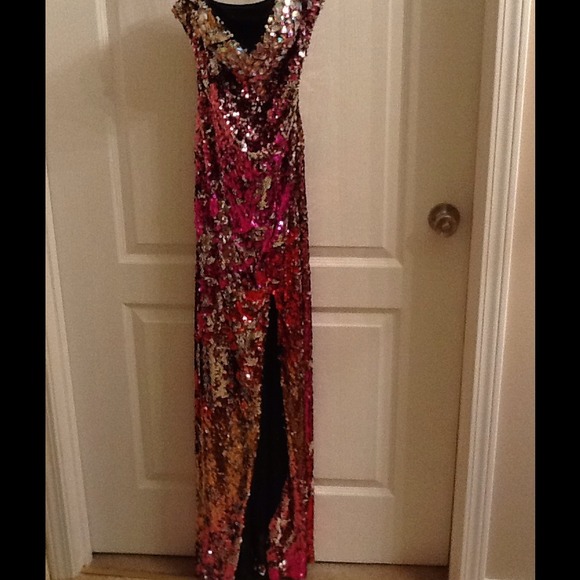 ❌SOLD❌Multicolored sequenced Prom Dress - Picture 2 of 4
