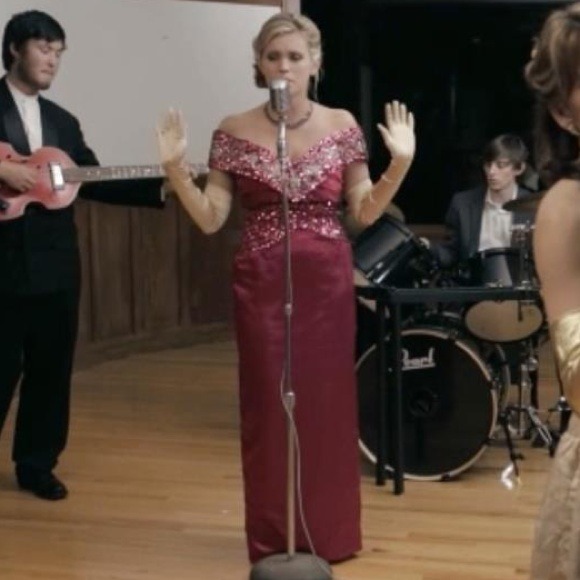 Incredible Vintage 1950's Satin and Sequin Gown - Picture 3 of 4