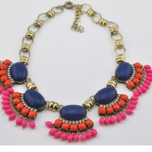Jcrew style navy and pink necklace