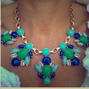 Blue and green jcrew statement  style necklace